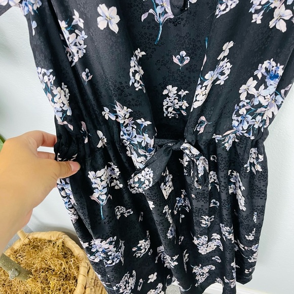 Rebecca Taylor Silk Hydrangea Black Floral Dress 2 - Picture 3 of 9